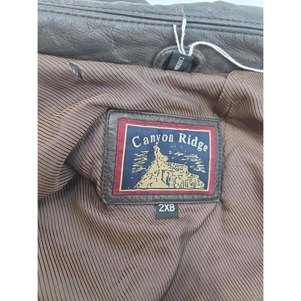 Vintage Canyon Ridge Mens Distressed Brown Leather Bomber Jacket Size 2XB 1990s - Picture 9 of 9